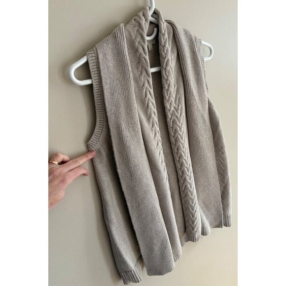 Talbots Wool Blend Open Front Sweater Vest with Cable Knit Details Size Small - Picture 5 of 11